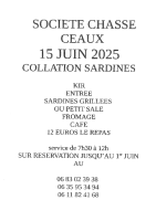 COLLATION SARDINE DIMANCHE 15 JUIN 2025 – SOCIETE DE CHASSE DE CEAUX